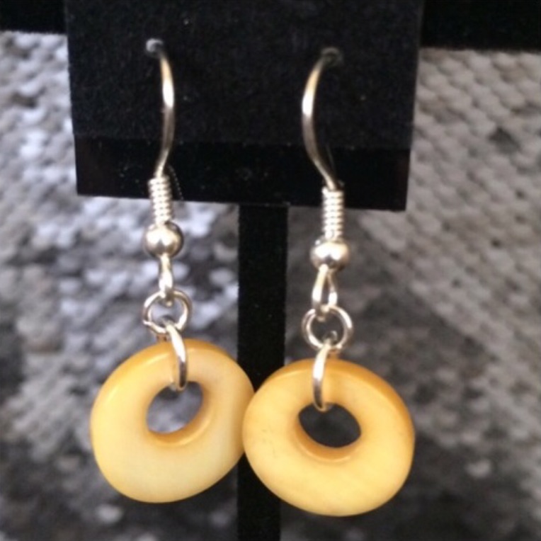 Yellow Dyed Mother Of Pearl Earrings Yellow Dyed Mother Of Pearl Earrings